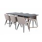 Pippi Dining Table , Distressed Copper Black Veneer+Velvet Stitches Chair , Black Beige Fabric (Polyester linen )_6