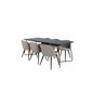 Pippi Dining Table , Distressed Copper Black Veneer+Velvet Stitches Chair , Black Beige Fabric (Polyester linen )_6