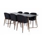 Pippi Dining Table , Distressed Copper Black Veneer+Arch Dining Chair , Walnut Legs , Black Fabric_6