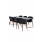 Pippi Dining Table , Distressed Copper Black Veneer+Arch Dining Chair , Walnut Legs , Black Fabric_6