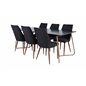 Pippi Dining Table , Distressed Copper Black Veneer+Leone Dining Chair , Walnut legs , Black Fabric_6