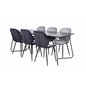 Pippi Dining Table - Black / Black Veneer+Emma Chair - Black / Black and Light Grey Black Velvet in Back Grey Velvet in front_6