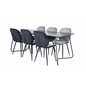Pippi Spisebord - Sort / Sort Finer + Emma Chair - Sort / Sort og Lysegrå Sort Fløjl i Ryg Grå Fløjl foran_6