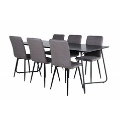 Pippi Dining Table - Black / Black Veneer+Windu Lyx Chair - Black / Grey Micro Fibre_6