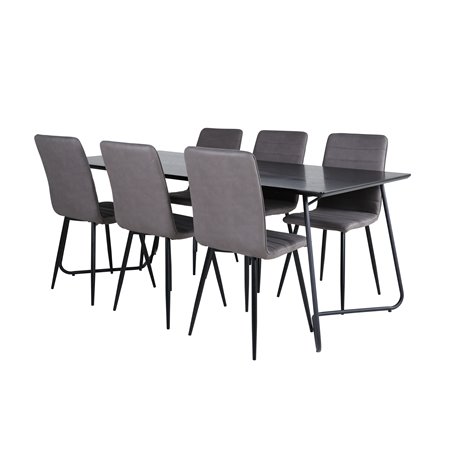 Pippi Dining Table - Black / Black Veneer+Windu Lyx Chair - Black / Grey Micro Fibre_6