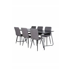 Pippi Dining Table - Black / Black Veneer+Windu Lyx Chair - Black / Grey Micro Fibre_6