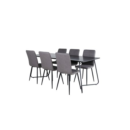 Pippi Dining Table - Black / Black Veneer+Windu Lyx Chair - Black / Grey Micro Fibre_6