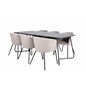 Pippi Dining Table - Black / Black Veneer+Berit Chair - Black / Beige Fabric (Polyester linen )_6