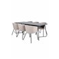 Pippi Dining Table - Black / Black Veneer+Berit Chair - Black / Beige Fabric (Polyester linen )_6