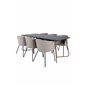 Pippi Dining Table , Distressed Copper Black Veneer+Berit Chair , Black Beige Fabric (Polyester linen )_6