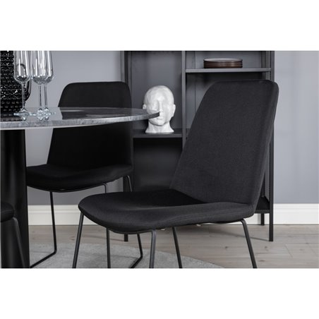 Estelle Round Dining Table ø106 H75 - Black / Black, Muce Dining Chair - Black Legs - Black Fabric_4