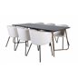 Pippi Dining Table , Distressed Copper Black Veneer+Berit Chair , Black Beige Velvet_6