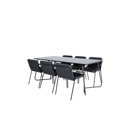 Pippi Dining Table - Black / Black Veneer+Tvist Chair - Black / Black PU_6