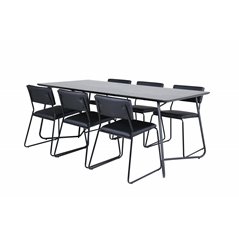 Pippi Dining Table - Black / Black Veneer+Kenth Chair - Black / Black PU_6