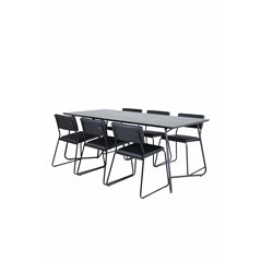 Pippi Dining Table - Black / Black Veneer+Kenth Chair - Black / Black PU_6