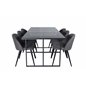 Leif Dining Table , Black Black smoked smoked Glass+Velvet Stitches Chair , Black Grey Micro Fibre_6