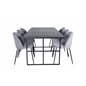 Leif Dining Table , Black Black smoked smoked Glass+Wrinkles Dining Chair , Black Legs , Grey Velvet_6