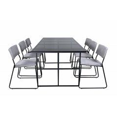 Leif Dining Table , Black Black smoked smoked Glass+Kenth Chair , Black Light Grey Velvet_6