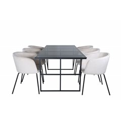 Leif Dining Table , Black Black smoked smoked Glass+Berit Chair , Black Beige Velvet_6