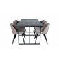 Leif Dining Table , Black Black smoked smoked Glass+Velvet Stitches Chair , Black Beige Fabric (Polyester linen )_6