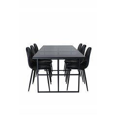 Leif Dining Table , Black Black smoked smoked Glass+Polar Dining Chair , Black Black_6