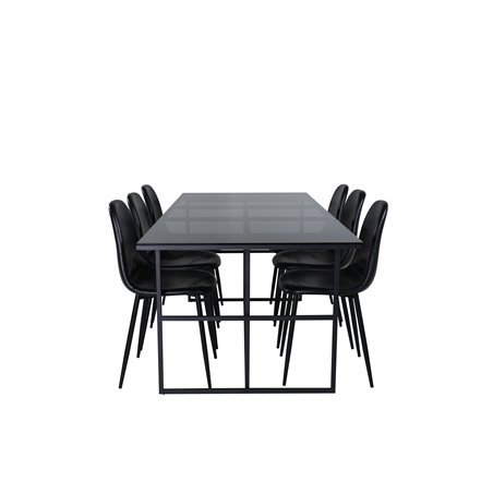 Leif Dining Table , Black Black smoked smoked Glass+Polar Dining Chair , Black Black_6