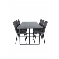 Leif Dining Table , Black Black smoked smoked Glass+Windu Lyx Chair , Black Grey Micro Fibre_6