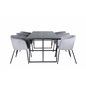 Leif Dining Table , Black Black smoked smoked Glass+Berit Chair , Black Light Grey Velvet_6