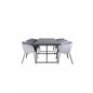 Leif Dining Table , Black Black smoked smoked Glass+Berit Chair , Black Light Grey Velvet_6