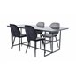 Leif Dining Table - Black / Black smoked smoked Glass+Emma Chair - Black / Black and Light Grey Black Velvet in Back Grey Velvet