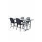 Leif Dining Table - Black / Black smoked smoked Glass+Emma Chair - Black / Black and Light Grey Black Velvet in Back Grey Velvet