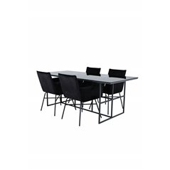 Leif Dining Table - Black / Black smoked smoked Glass+Pippi Chair - Black / Black Velvet_4