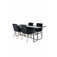 Leif Spisebord - Sort / Sort røget røget glas + Pippi Stol - Distressed Copper / Black Velvet_4