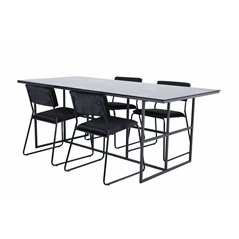 Leif Dining Table - Black / Black smoked smoked Glass+Kenth Chair - Black / Black Velvet_4