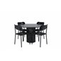 Marbs Round Dining Table , Black Black Glass Marble+Polly Dining Chair , Black Black_4