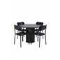 Marbs Round Dining Table , Black Black Glass Marble+Polly Dining Chair , Black Black_4