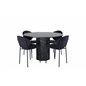 Marbs Round Dining Table , Black Black Glass Marble+Vault Dining Chair , Black Legs , Black Fabric_4