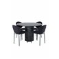 Marbs Round Dining Table , Black Black Glass Marble+Vault Dining Chair , Black Legs , Black Fabric_4