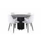 Marbs Round Dining Table , Black Black Glass Marble+Polar Fluff Dining Chair , Black Legs , White Teddy _4