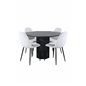 Marbs Round Dining Table , Black Black Glass Marble+Polar Fluff Dining Chair , Black Legs , White Teddy _4