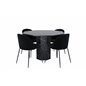 Marbs Round Dining Table , Black Black Glass Marble+Wrinkles Dining Chair , Black Legs , Black Velvet_4