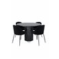 Marbs Round Dining Table , Black Black Glass Marble+Wrinkles Dining Chair , Black Legs , Black Velvet_4