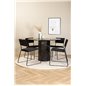 Marbs Round Dining Table - Black / Black Glass Marble+Kenth Chair - Black / Black Velvet_4