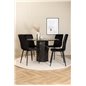 Marbs Round Dining Table - Black / Black Glass Marble+Windu Lyx Chair - Black / Black Velvet_4