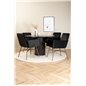 Marbs Round Dining Table - Black / Black Glass Marble+Pippi Chair - Distressed Copper / Black Velvet_4