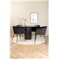 Marbs Round Dining Table - Black / Black Glass Marble+Berit Chair - Black / Black Velvet_4