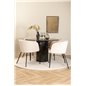 Marbs Round Dining Table - Black / Black Glass Marble+Berit Chair - Black / Beige Velvet_4