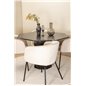 Marbs Round Dining Table - Black / Black Glass Marble+Berit Chair - Black / Beige Velvet_4