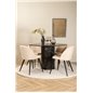 Marbs Rundt Spisebord - Sort / Sort Glas Marmor + Velvet Stitch es Chair - Sort / Beige Velvet_4