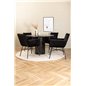 Marbs Round Dining Table - Black / Black Glass Marble+Pippi Chair - Black / Black Velvet_4